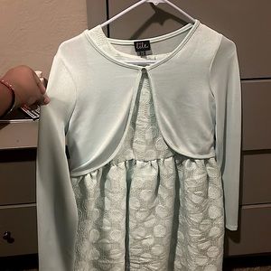 Marmellata and Lilt Mint Green Girls Strapless Dress with Short Mint Cardigan